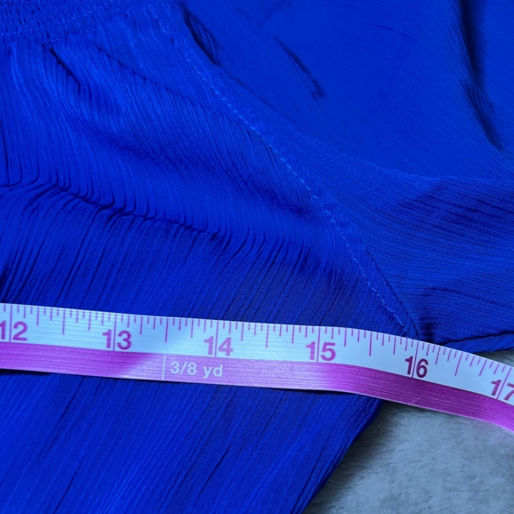 Hollister Womens Size XS Blue Ruffle Peasant Blouse Y2K Boho Smocked Waist Sheer - Picture 9 of 13